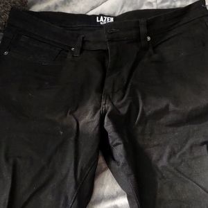 Lazer black denim jeans.